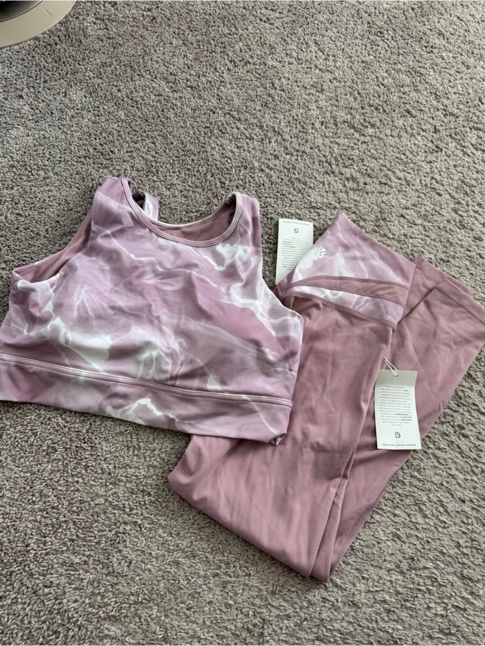 BuffBunny Mauve Tie-Dye Sports Bra & Solid Mauve Leggings